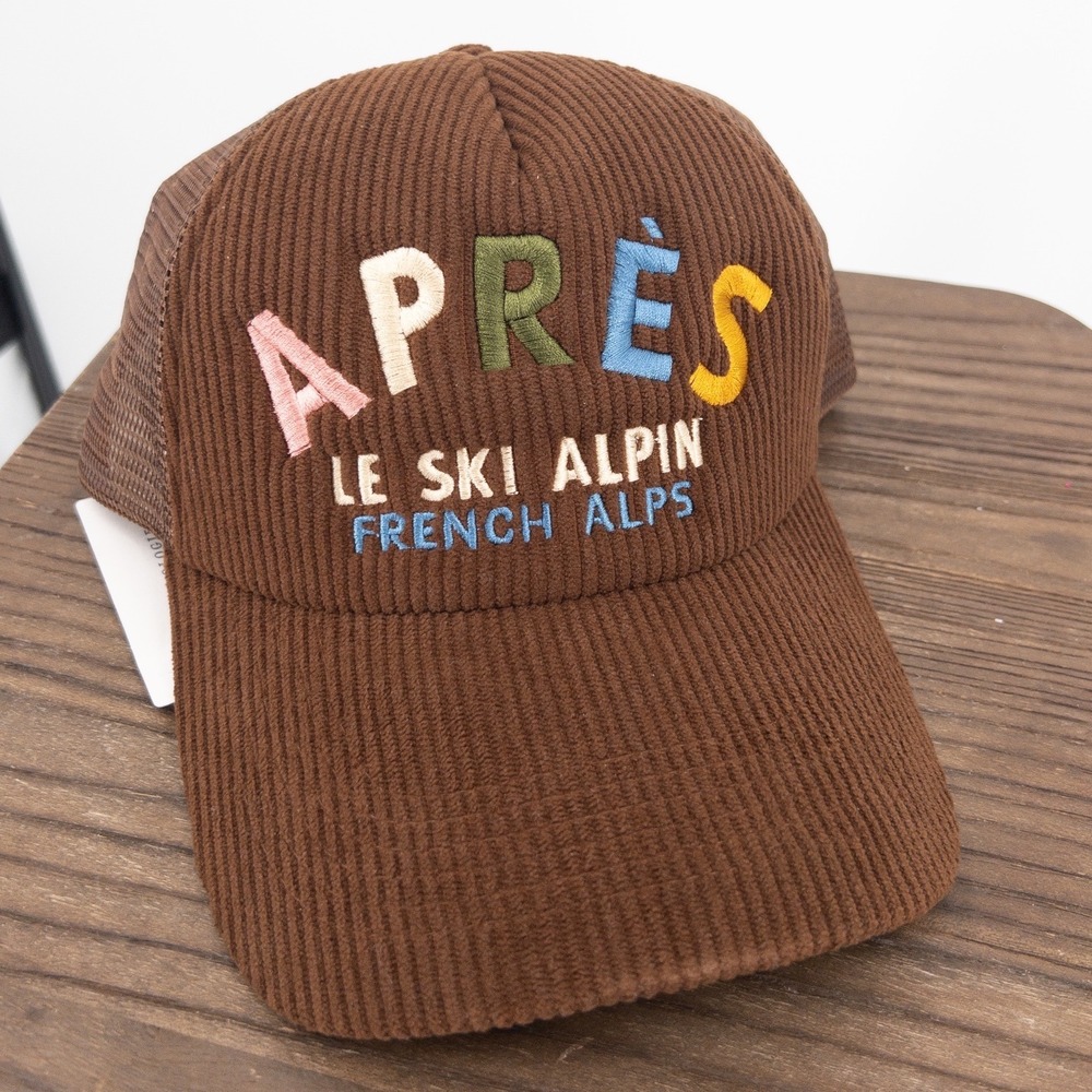 Anthropologie Worn/West Après Ski Alpin Corduroy Trucker Hat Alps Snapback NWT‎